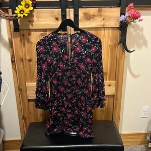 American Eagle Outfitters Black and Pink Floral Mini Dress